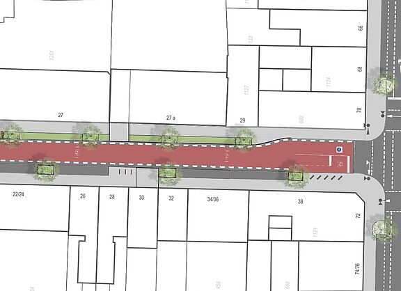 Gestaltungsvariante 2 "grüner Premiumfußweg" Krakaustraße