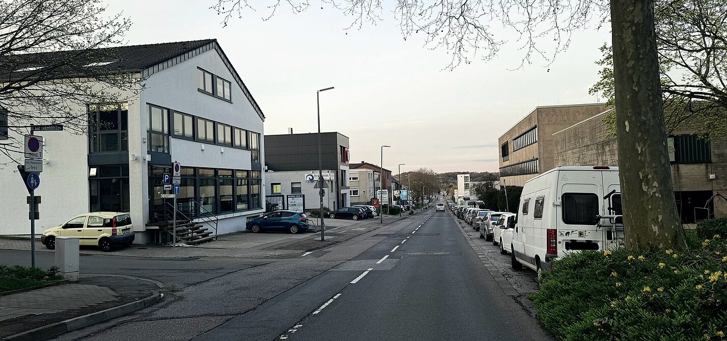 Die Sicht auf den Grünen Weg bergab in Richtung Außenring