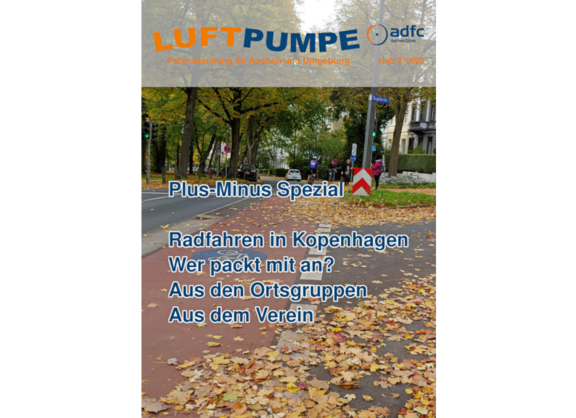 Die Titelseite der Ausgabe 2022-02 der Zeitschrift »Luftpumpe« vom ADFC Aachen/Düren