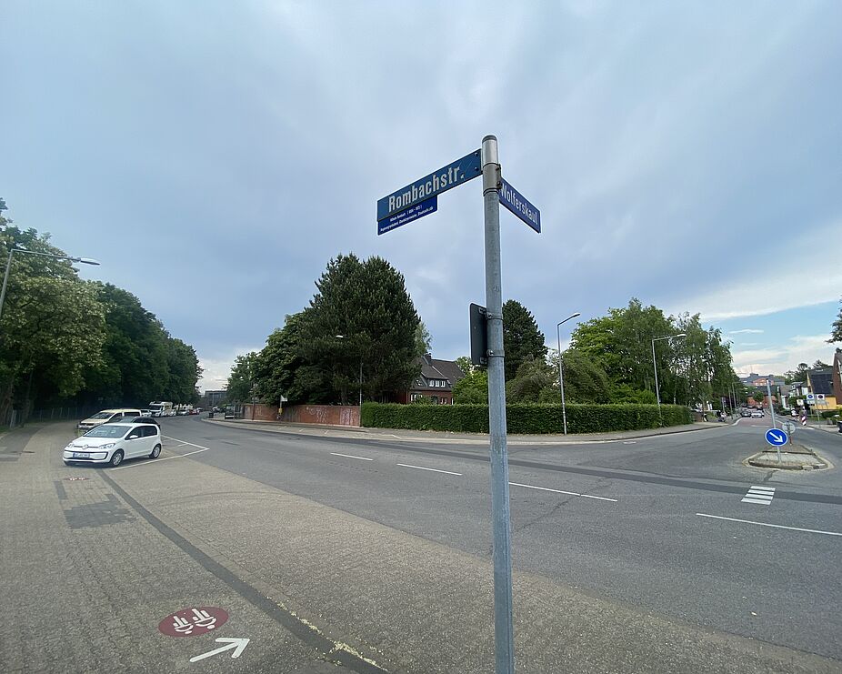 Rombachstraße Ecke Wolferskaul Blick auf die Kreuzung Rombachstraße/Wolferskaul