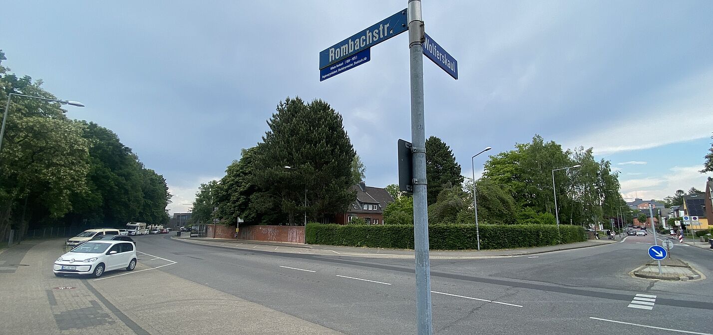 Blick auf die Kreuzung Rombachstraße/Wolferskaul