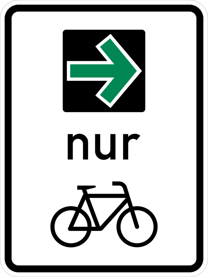 Verkehrszeichen 721, Grünpfeilschild mit Beschränkung auf den Radverkehr