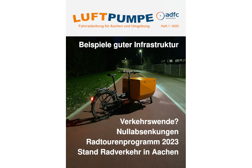 Titel der Luftpumpe 2023/01 Die Titelseite der Mitgliederzeitschrift »Luftpumpe«, erste Ausgabe 2023