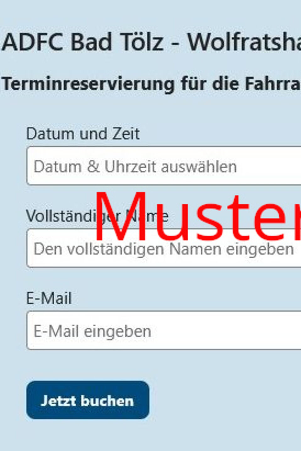 Bitte klicke auf "zur Online Reservierung"