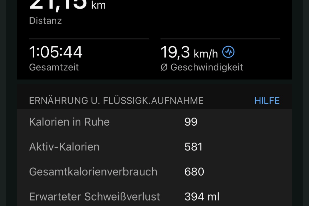 Radtour: Energiewerte gemessen mit Garmin