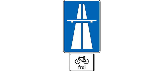 Autostrasse mit Freigabe für Radverkehr